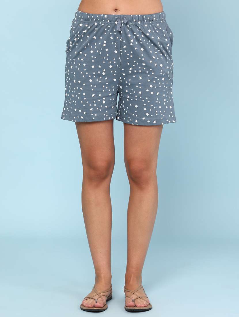 women blue cotton shorts set nightwear set - 22248821 -  Standard Image - 5