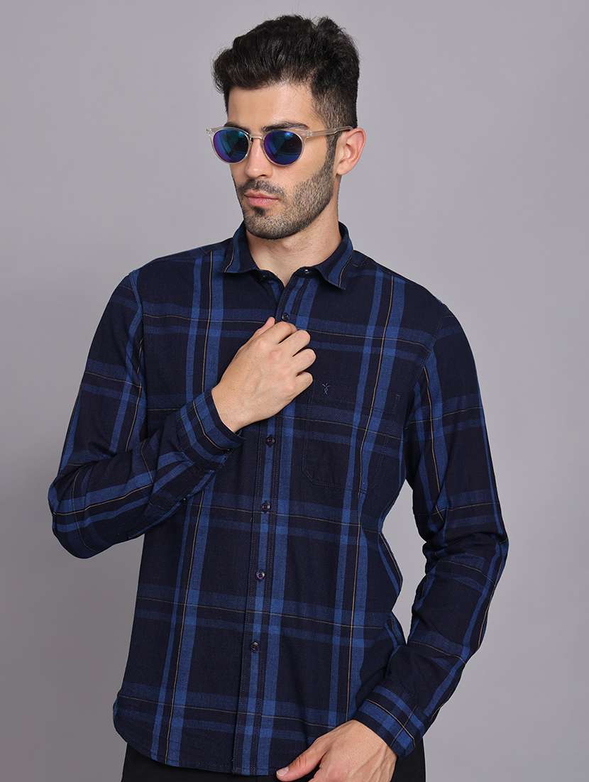 men collared long sleeve regular fit shirt