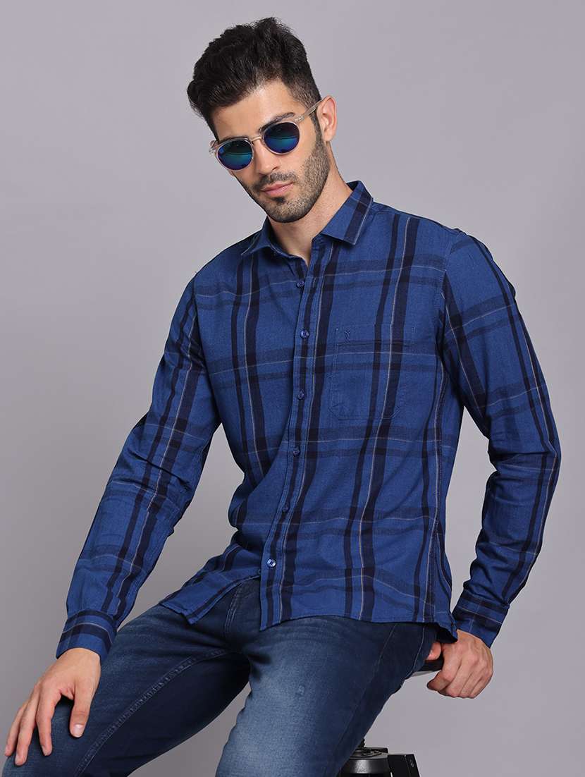 men collared long sleeve regular fit shirt