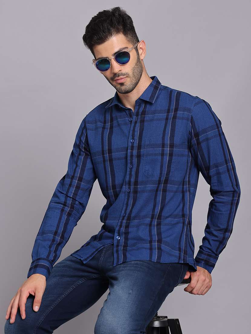 men collared long sleeve regular fit shirt
