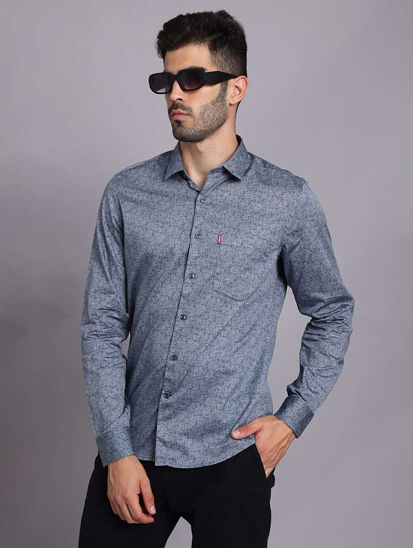 men collared long sleeve regular fit shirt