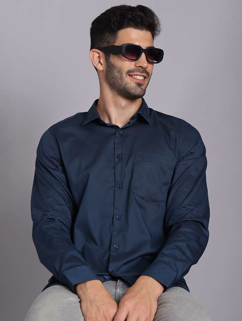 men collared long sleeve regular fit shirt