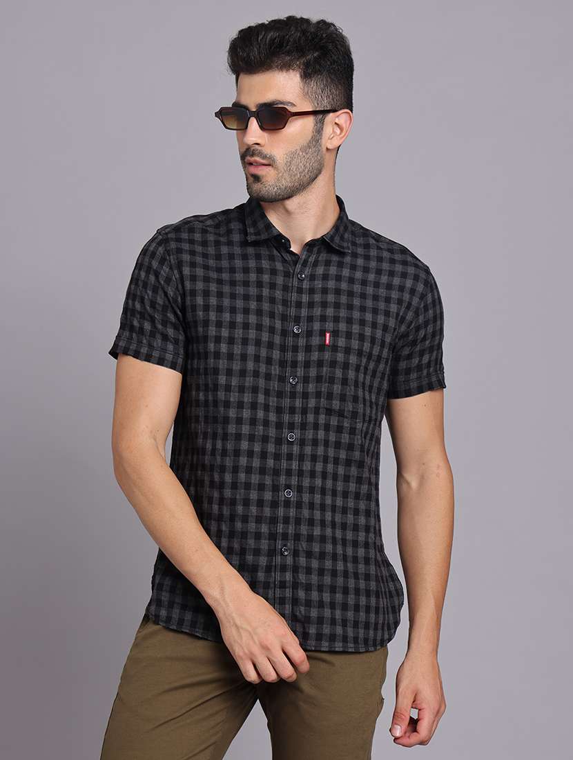 men collared short sleeve regular fit shirt