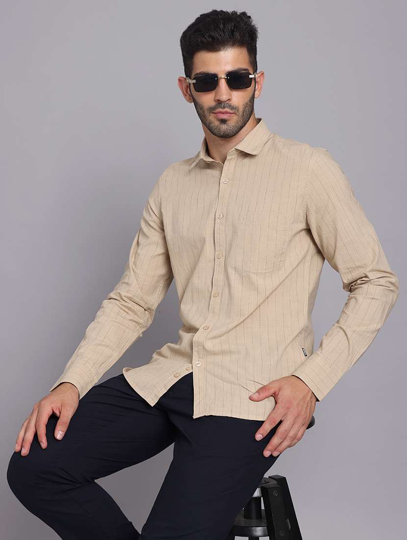 men collared long sleeve regular fit shirt