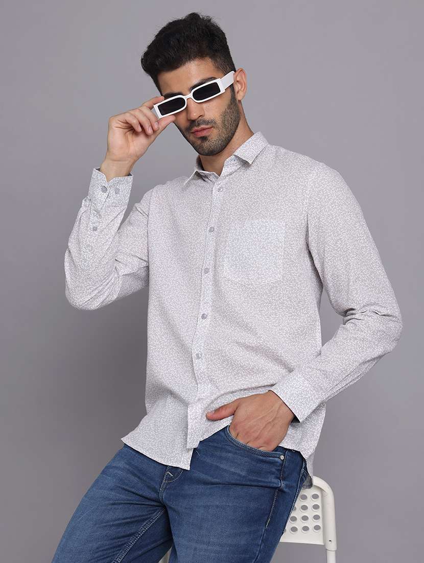 men collared long sleeve regular fit shirt