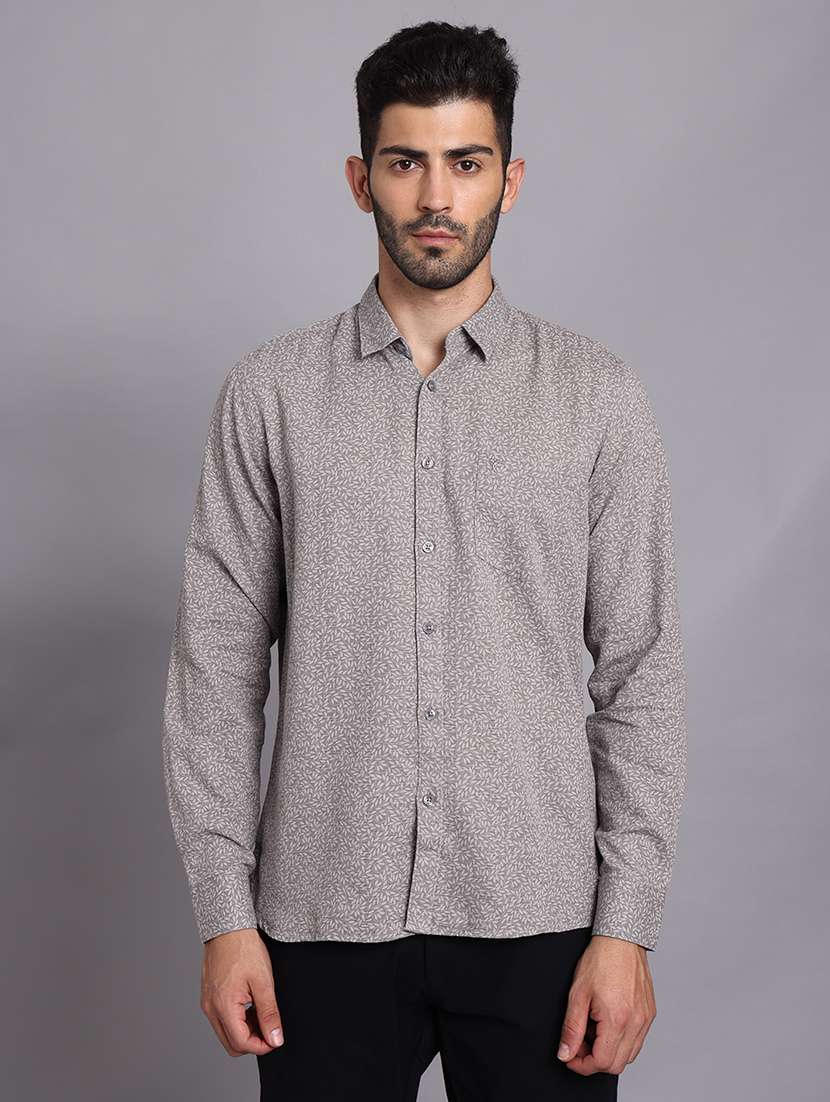 men collared long sleeve regular fit shirt