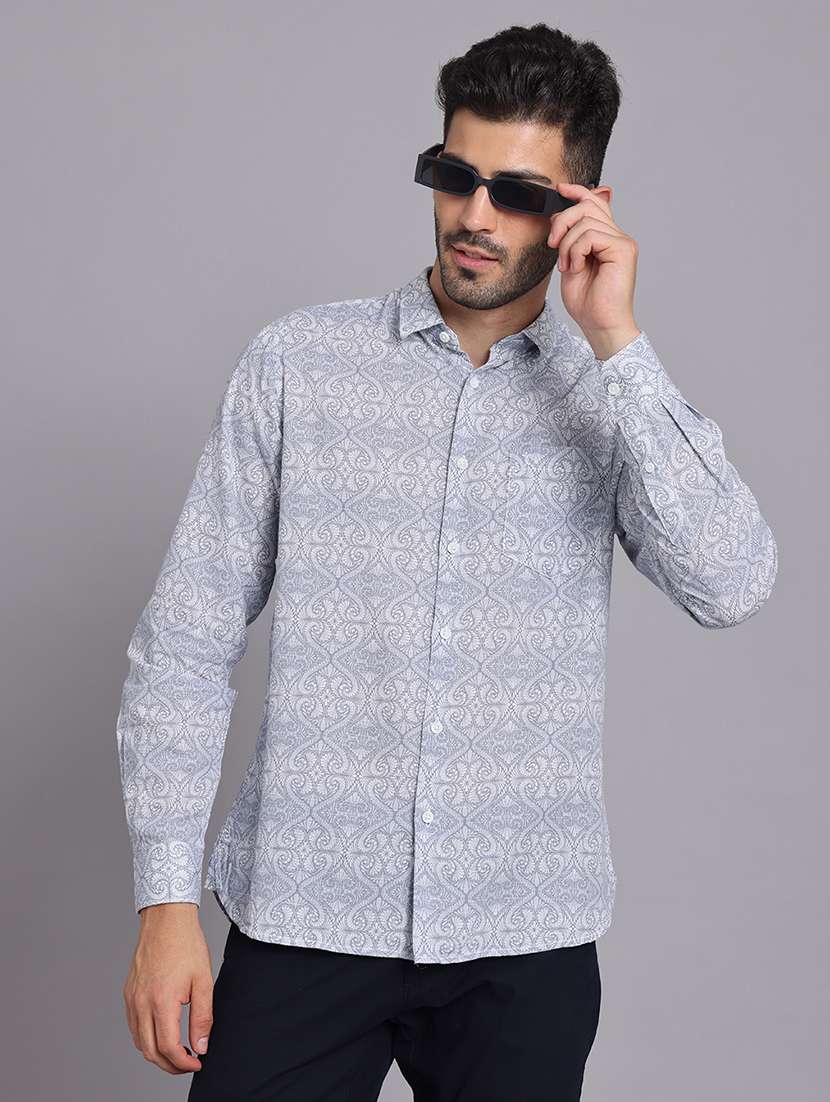 men collared long sleeve regular fit shirt