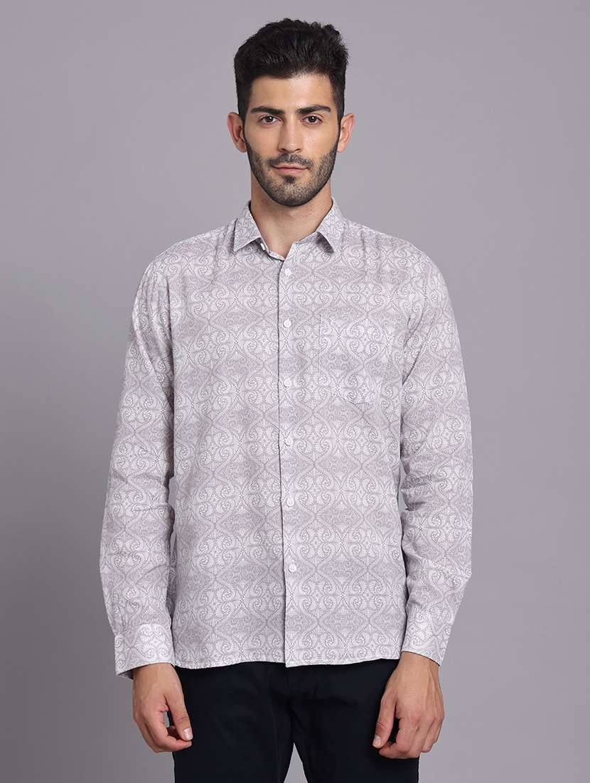 men collared long sleeve regular fit shirt