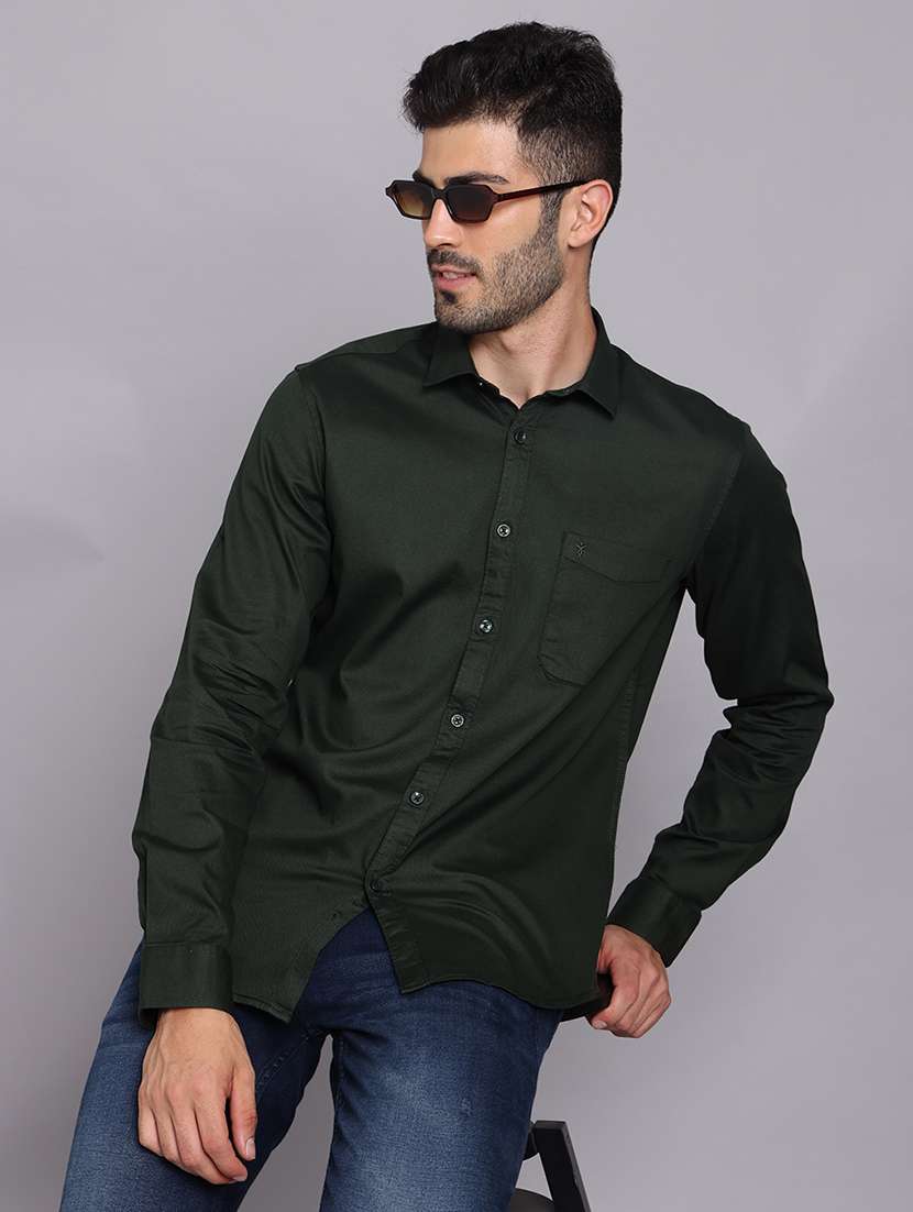 men collared long sleeve regular fit shirt