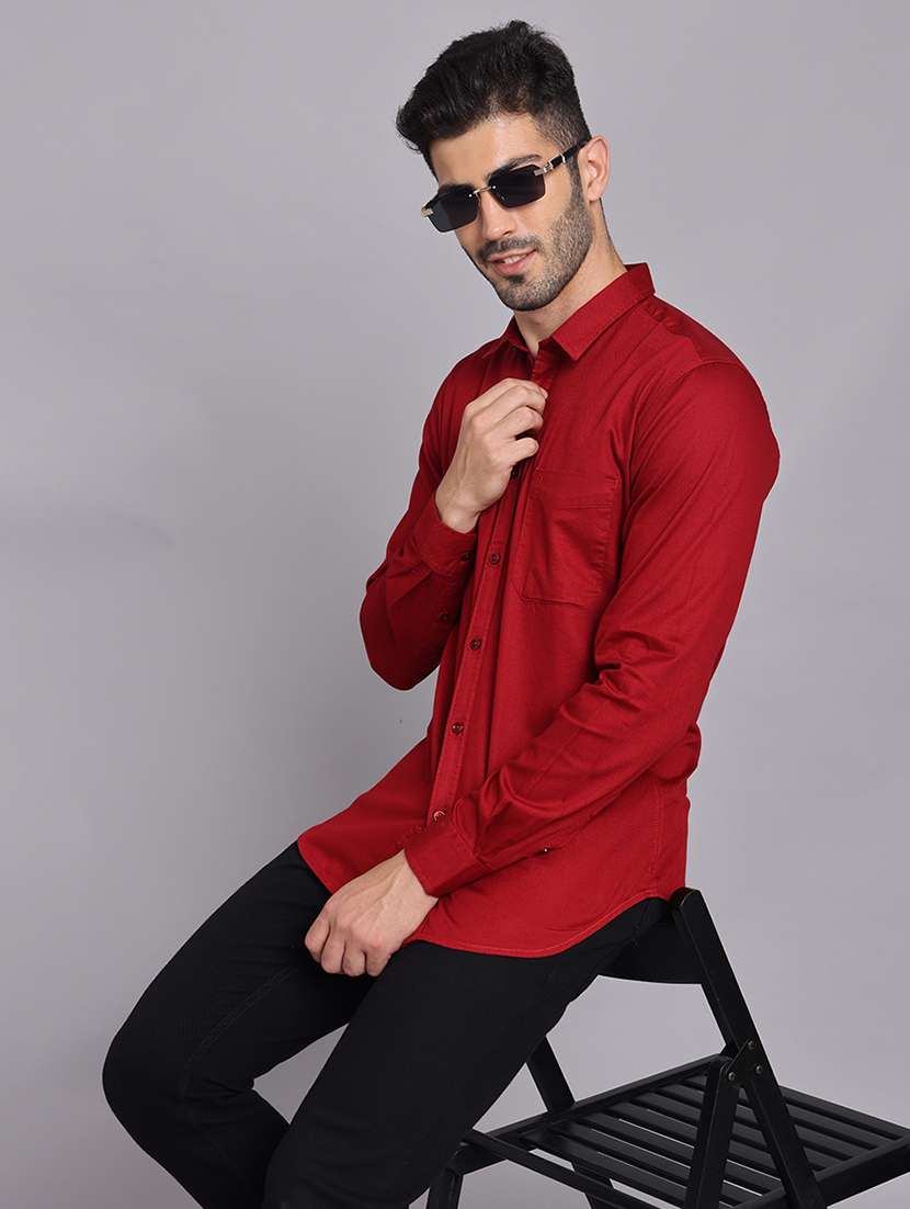 men collared long sleeve regular fit shirt
