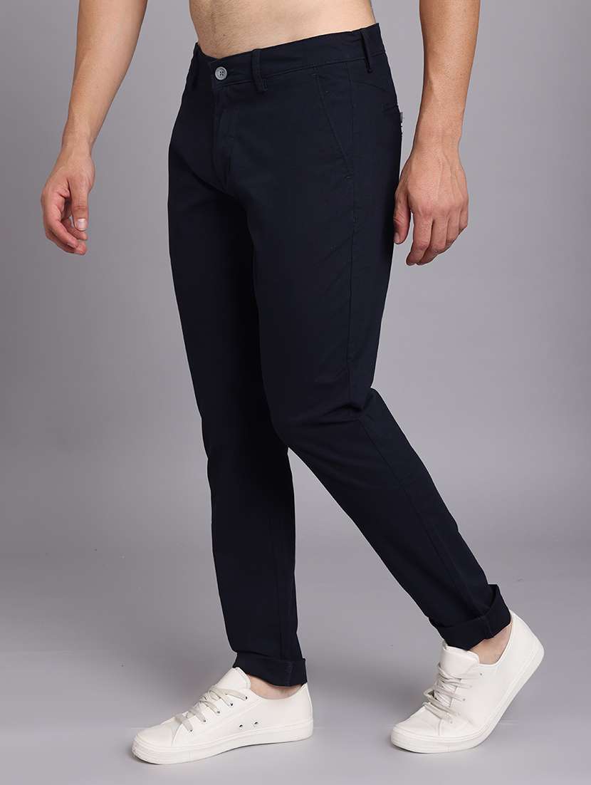 men solid mid rise slim fit trouser - 22248914 -  Standard Image - 3
