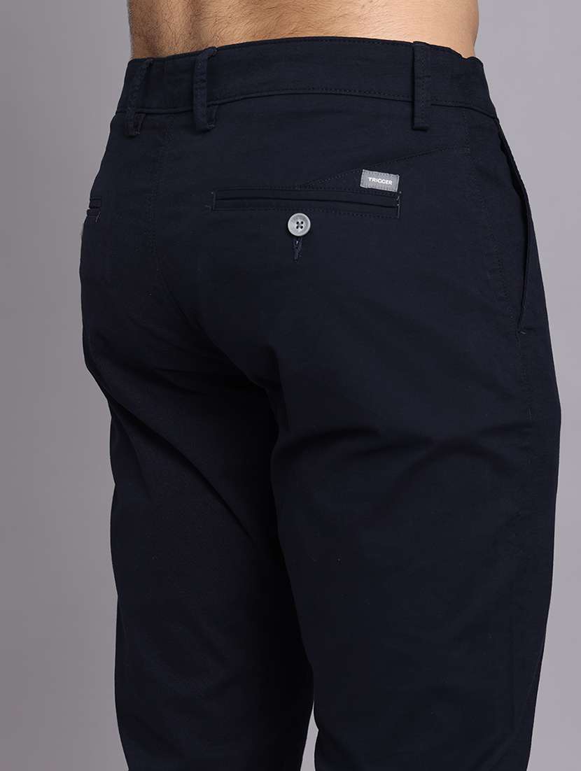 men solid mid rise slim fit trouser - 22248914 -  Standard Image - 5