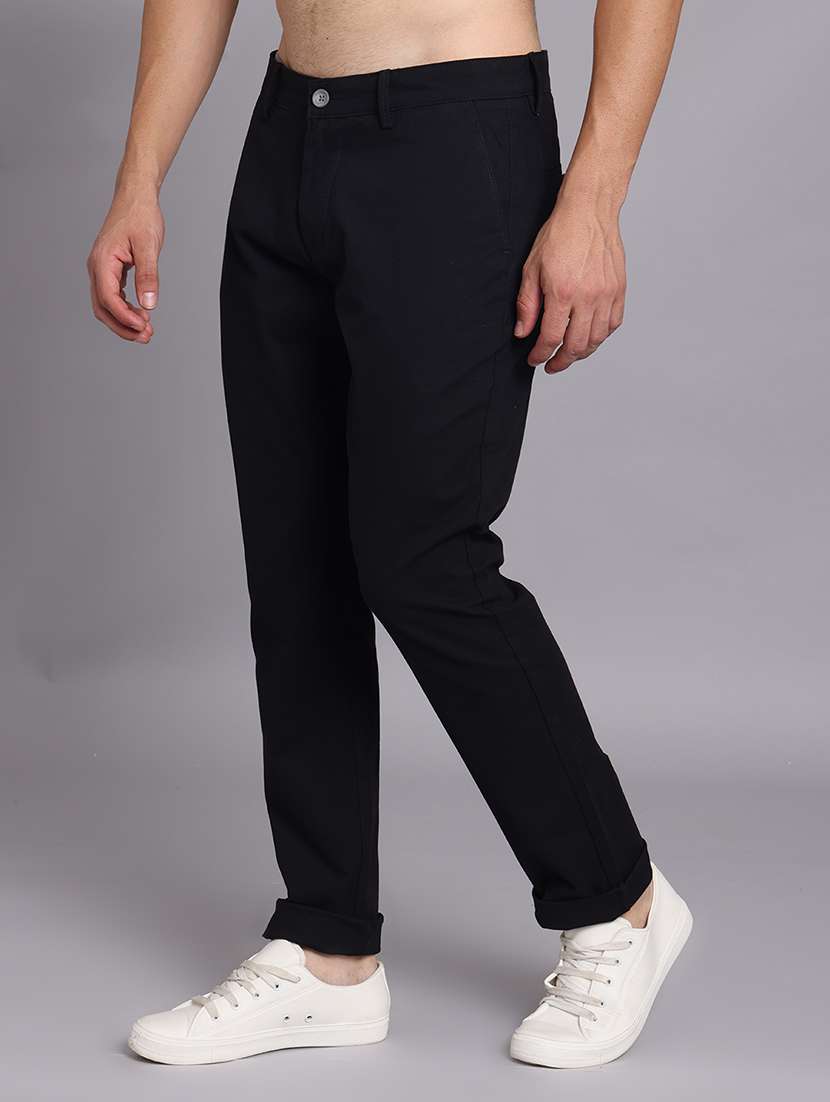 men solid mid rise slim fit trouser - 22248915 -  Standard Image - 3