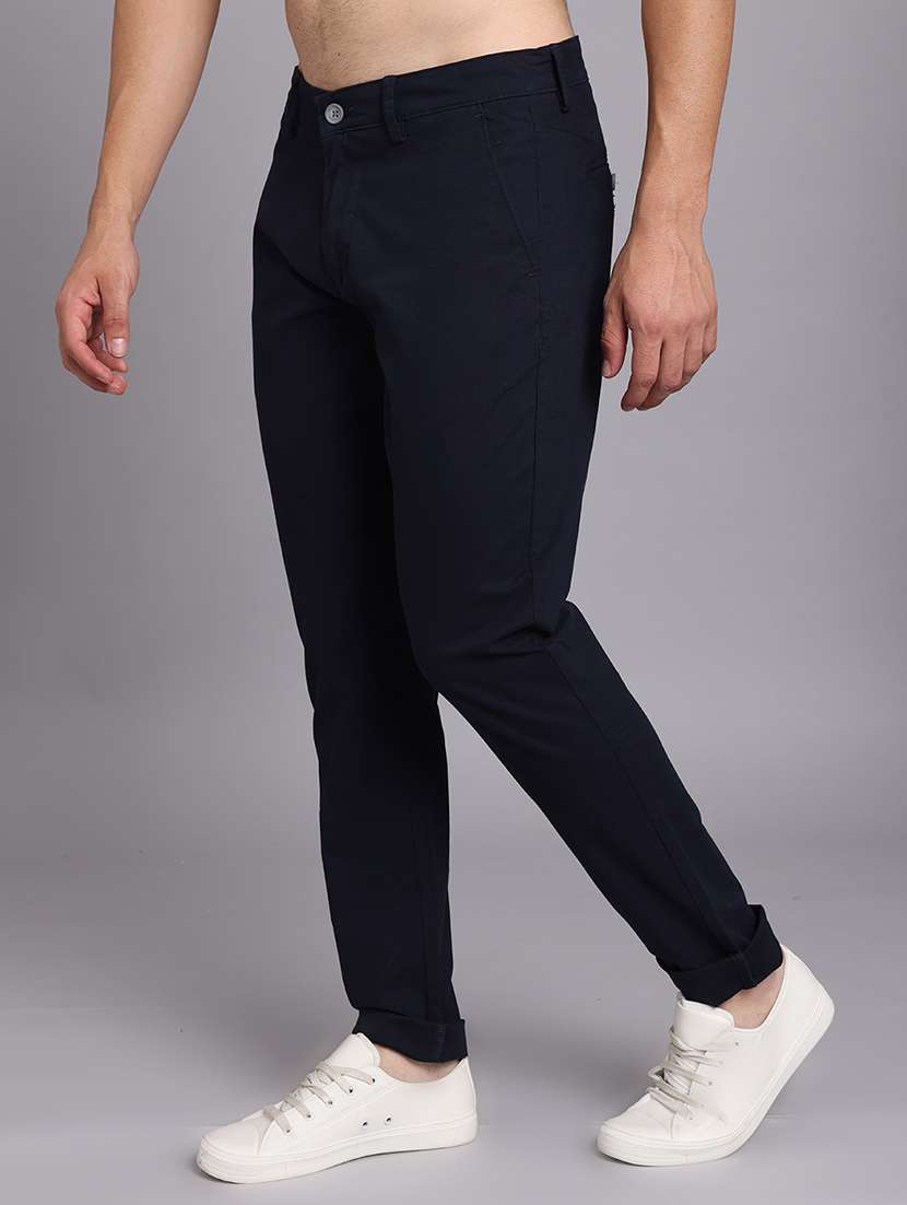 men solid mid rise slim fit trouser - 22248916 -  Standard Image - 3
