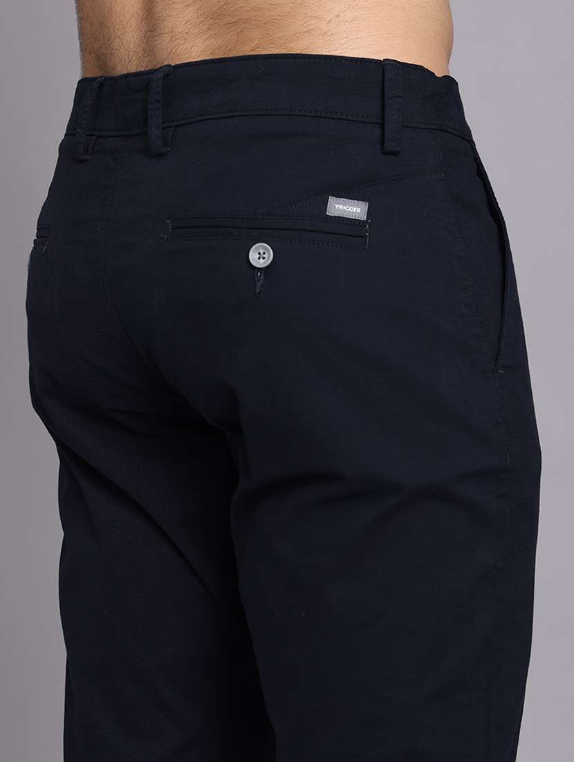 men solid mid rise slim fit trouser - 22248916 -  Standard Image - 5