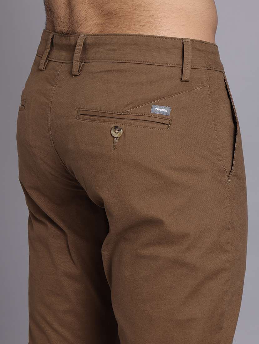 men solid mid rise slim fit trouser - 22248917 -  Standard Image - 5