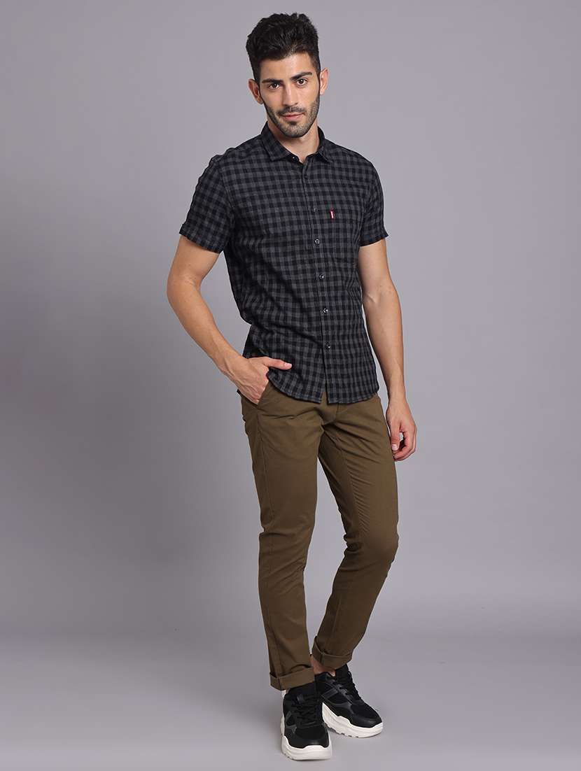 men solid mid rise slim fit trouser - 22248919 -  Standard Image - 5