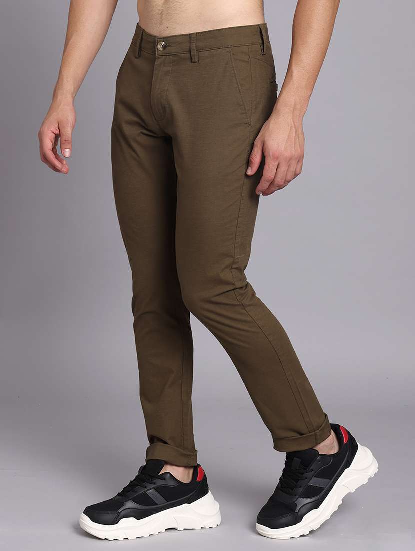 men solid mid rise slim fit trouser - 22248920 -  Standard Image - 3