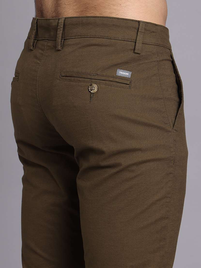 men solid mid rise slim fit trouser - 22248920 -  Standard Image - 5