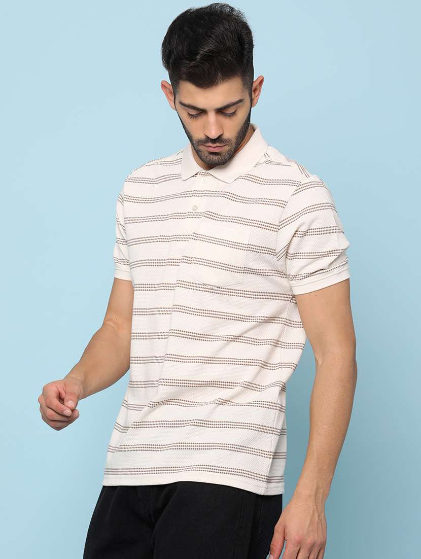 men striped short sleeve regular fit polo t-shirt