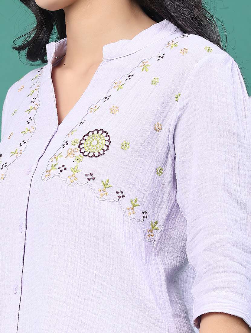 women solid with work three quarter sleeve top - 22249277 -  Standard Image - 5