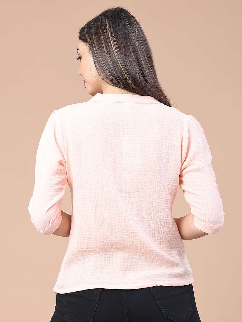 women embroidered three quarter sleeve top - 22249278 -  Standard Image - 3