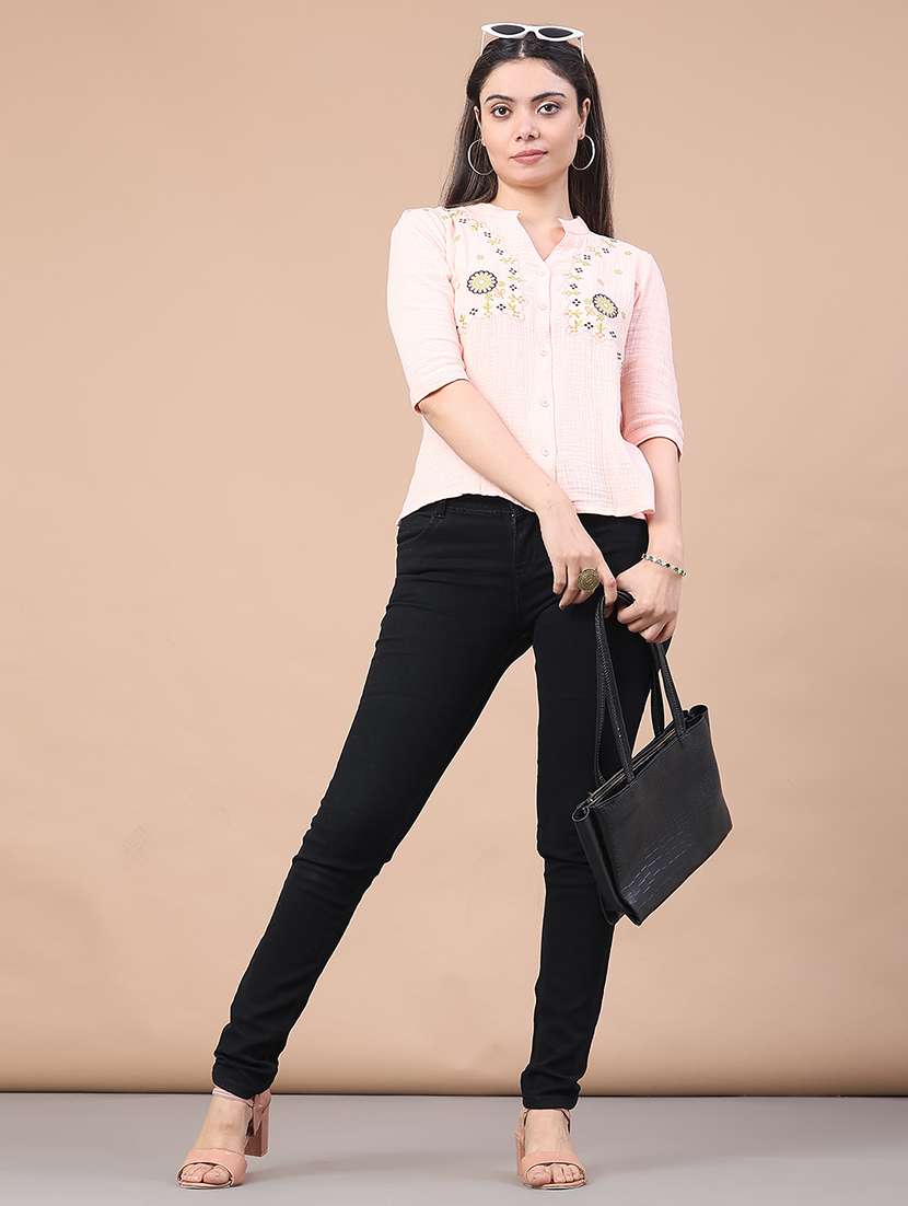 women embroidered three quarter sleeve top - 22249278 -  Standard Image - 5