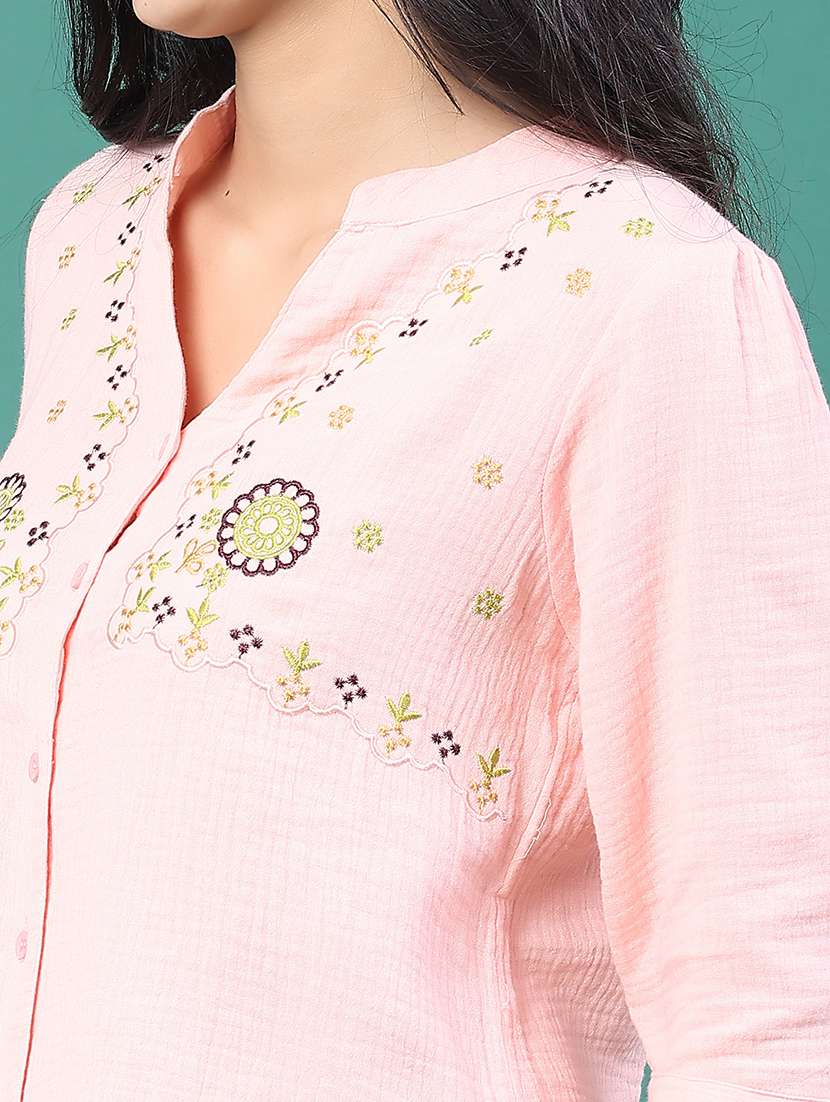 women solid with work three quarter sleeve top - 22249289 -  Standard Image - 5