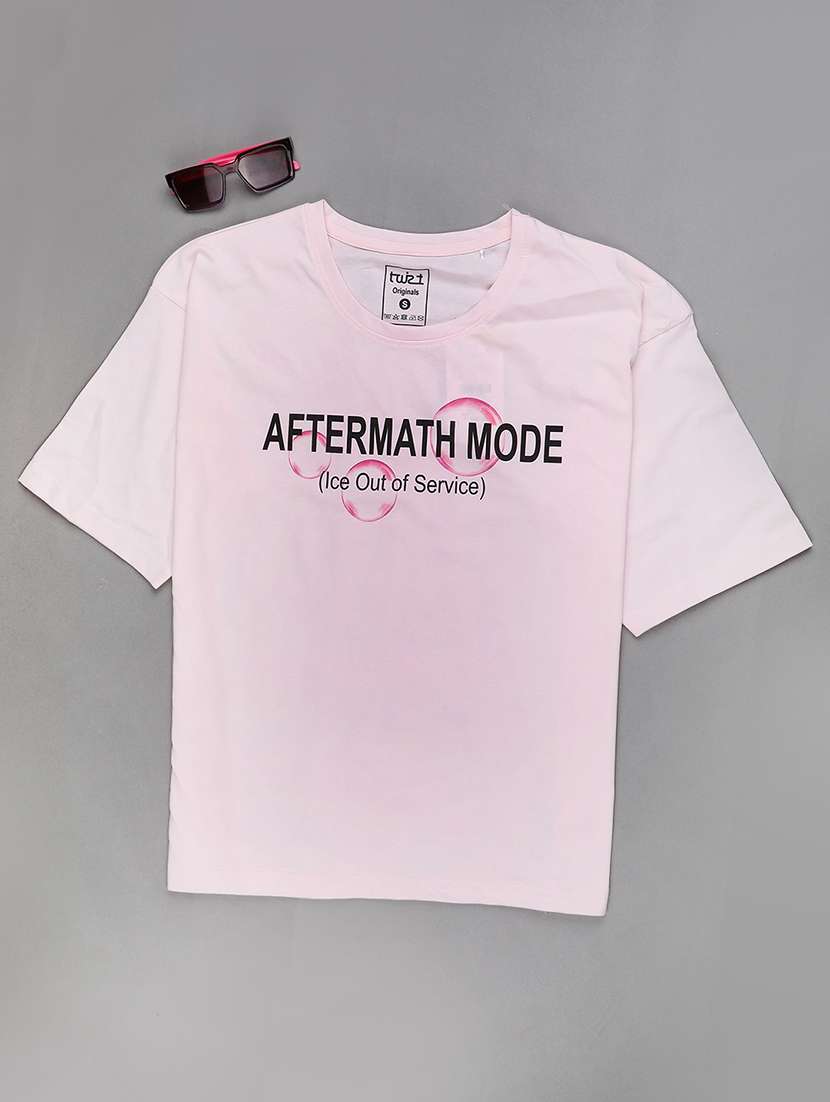 women pink cotton regular t-shirt