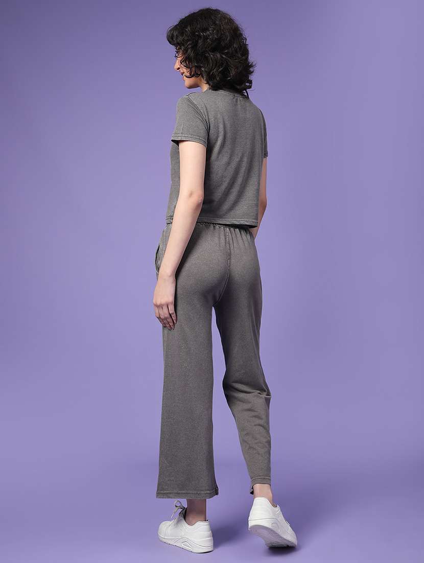 women grey cotton t-shirt & jogger co-ord - 22249315 -  Standard Image - 5