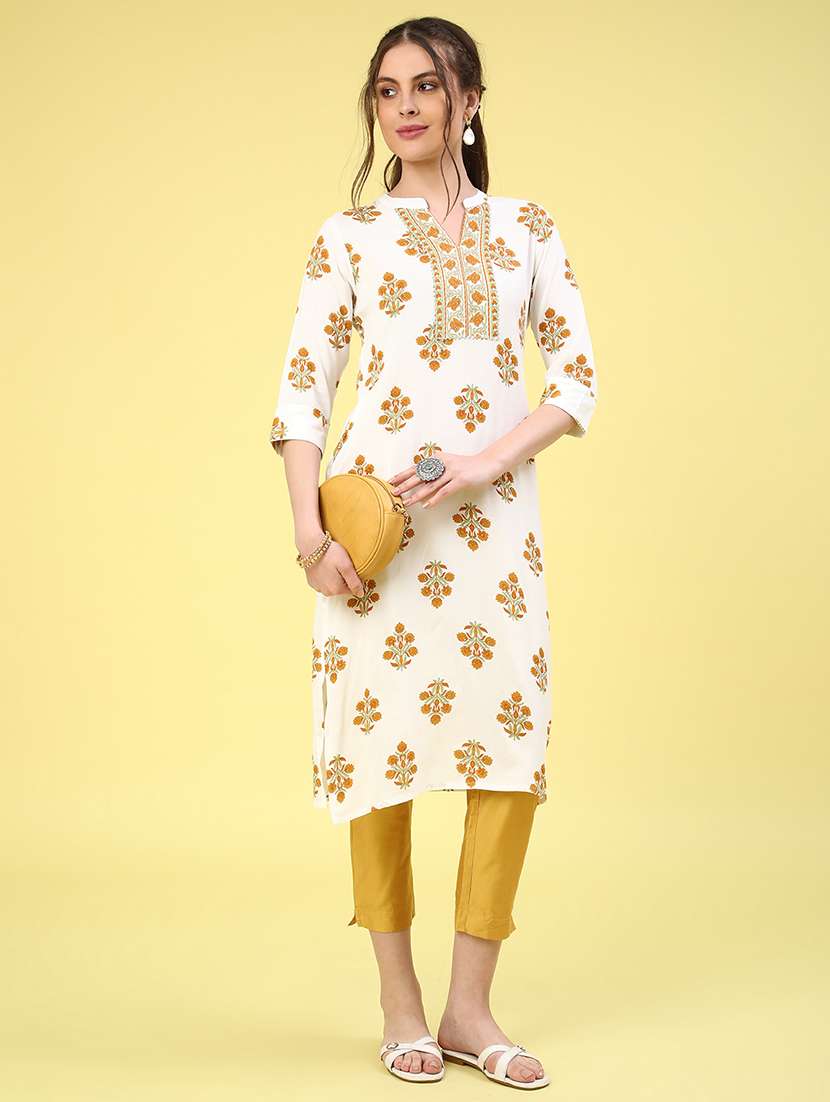 off white rayon straight kurta
