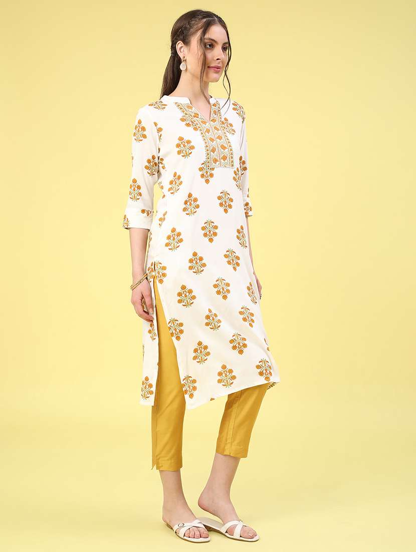 off white rayon straight kurta - 22249420 -  Standard Image - 3