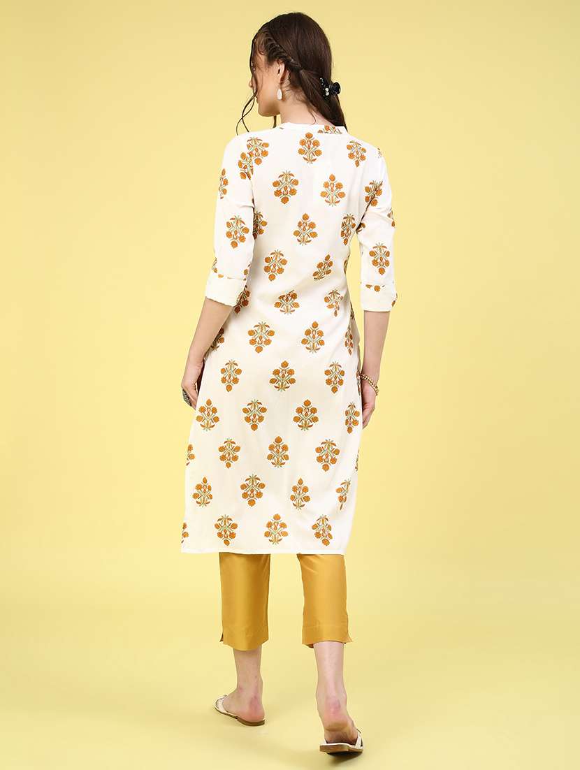 off white rayon straight kurta - 22249420 -  Standard Image - 5