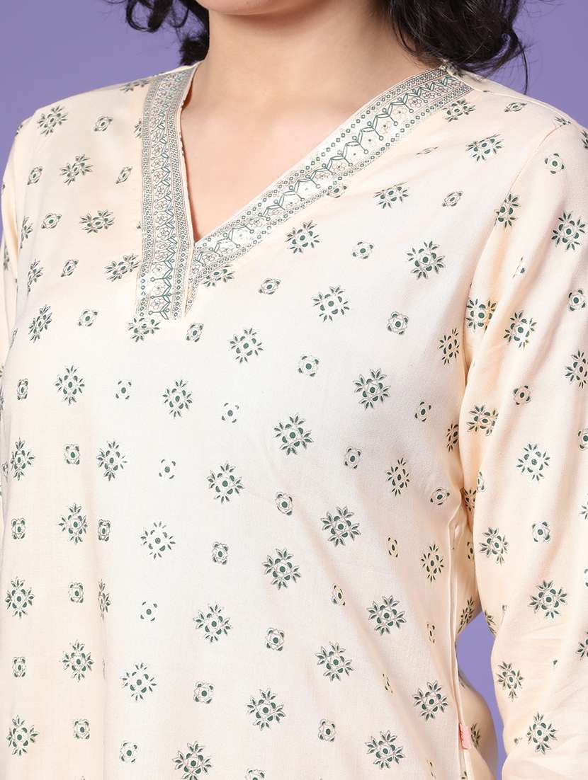 women printed three quarter sleeve kurta - 22249470 -  Standard Image - 5