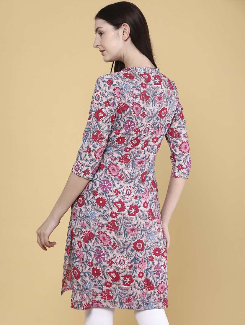 women pink rayon straight kurta - 22249505 -  Standard Image - 3