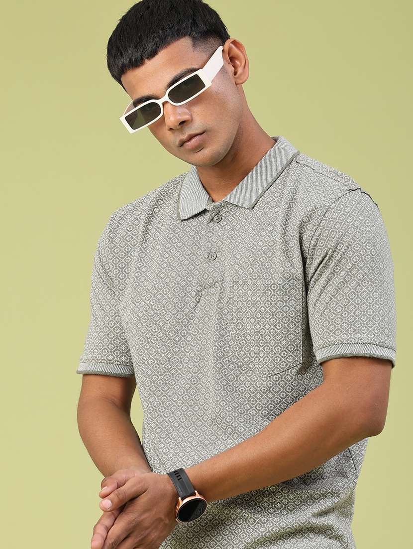 men printed short sleeve regular fit polo t-shirt