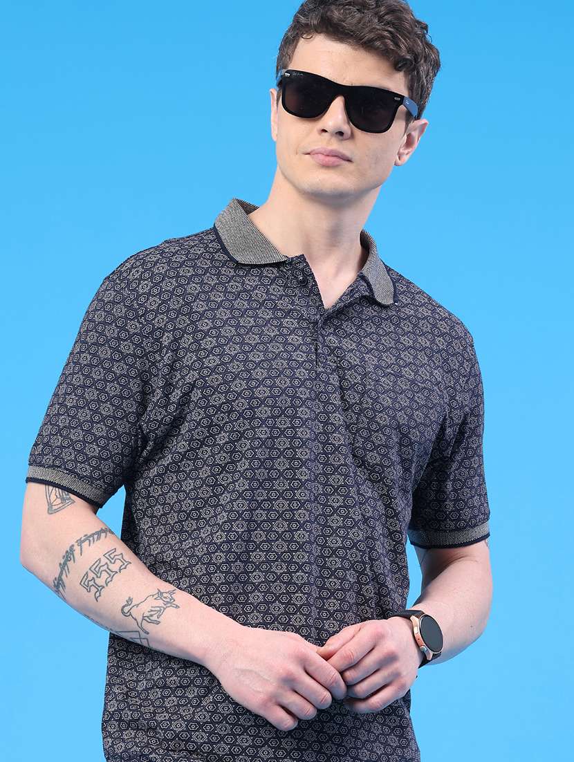 men printed short sleeve regular fit polo t-shirt
