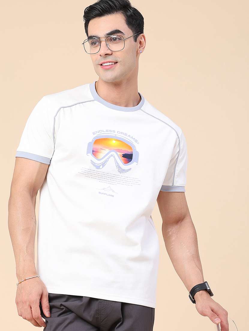 men printed raglan sleeve regular fit t-shirt