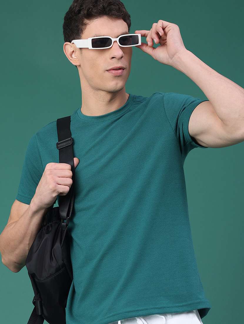 men self design short sleeve regular fit t-shirt