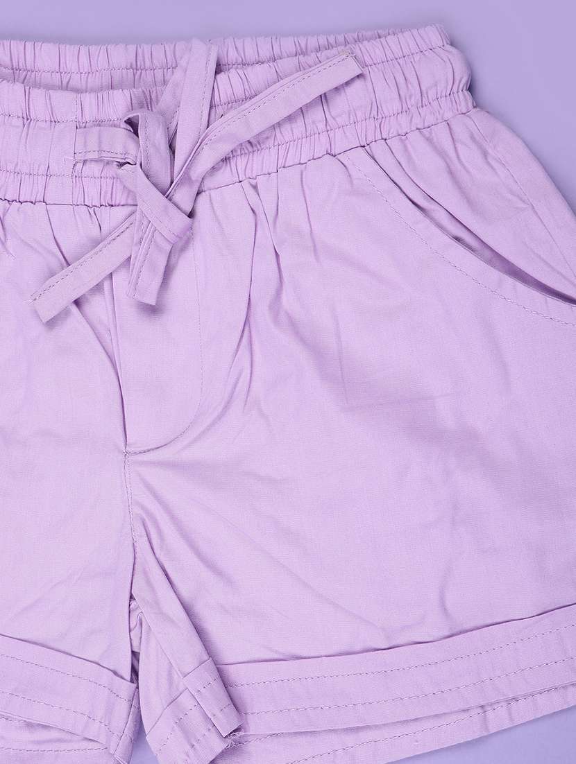 Girls Solid Mid Rise Regular Fit Shorts - 22249590 -  Standard Image - 3
