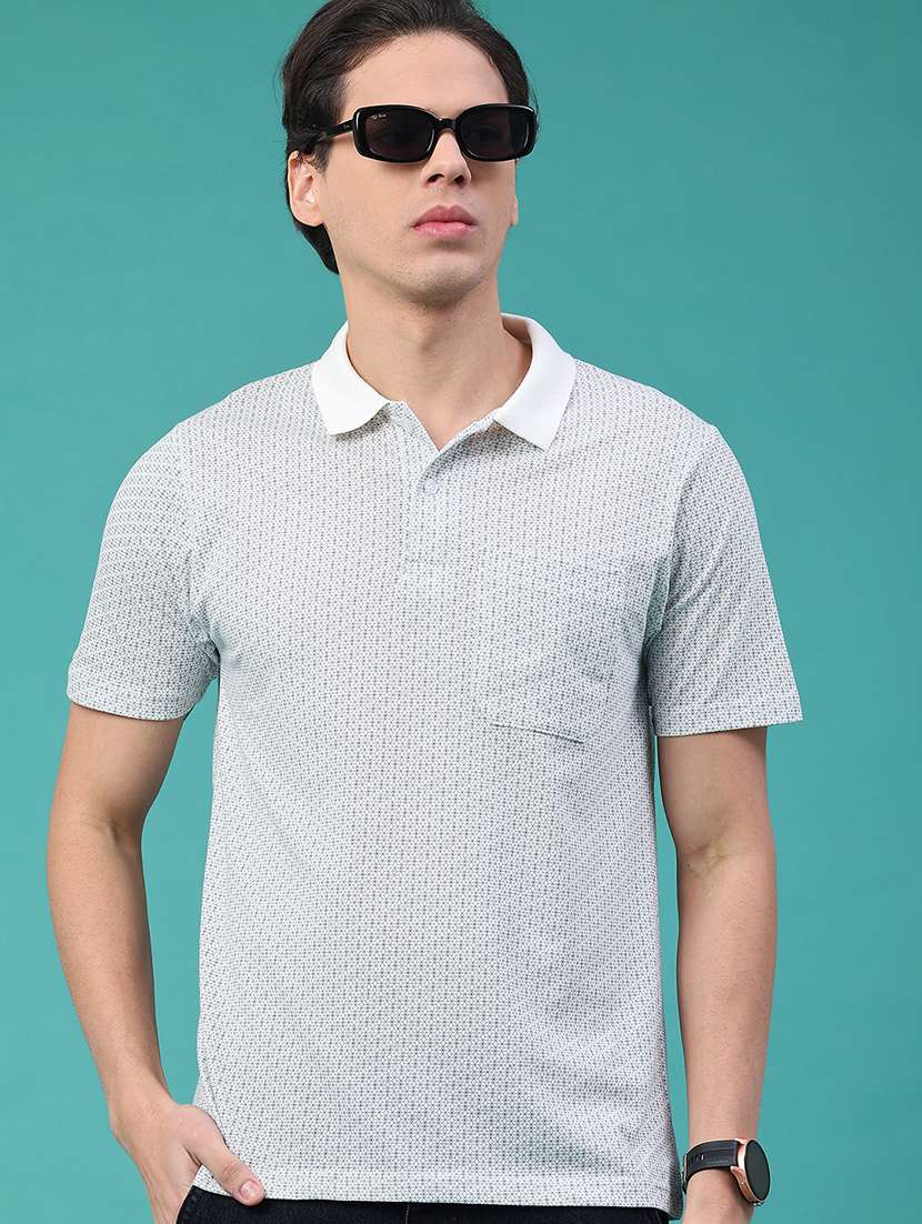 men printed short sleeve regular fit polo t-shirt