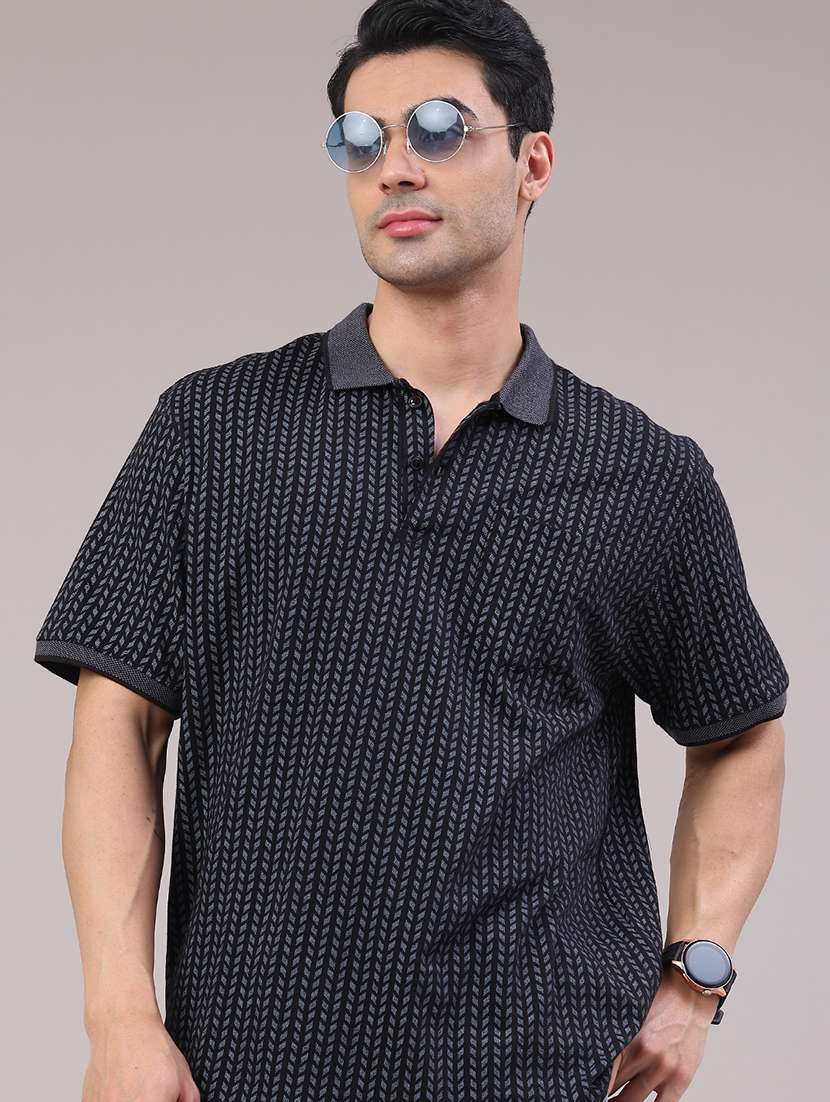 men printed short sleeve regular fit polo t-shirt