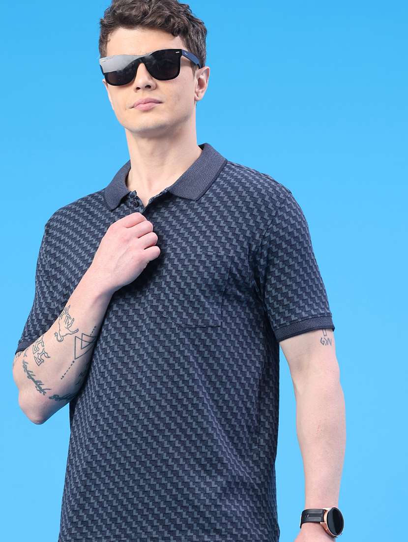men printed short sleeve regular fit polo t-shirt