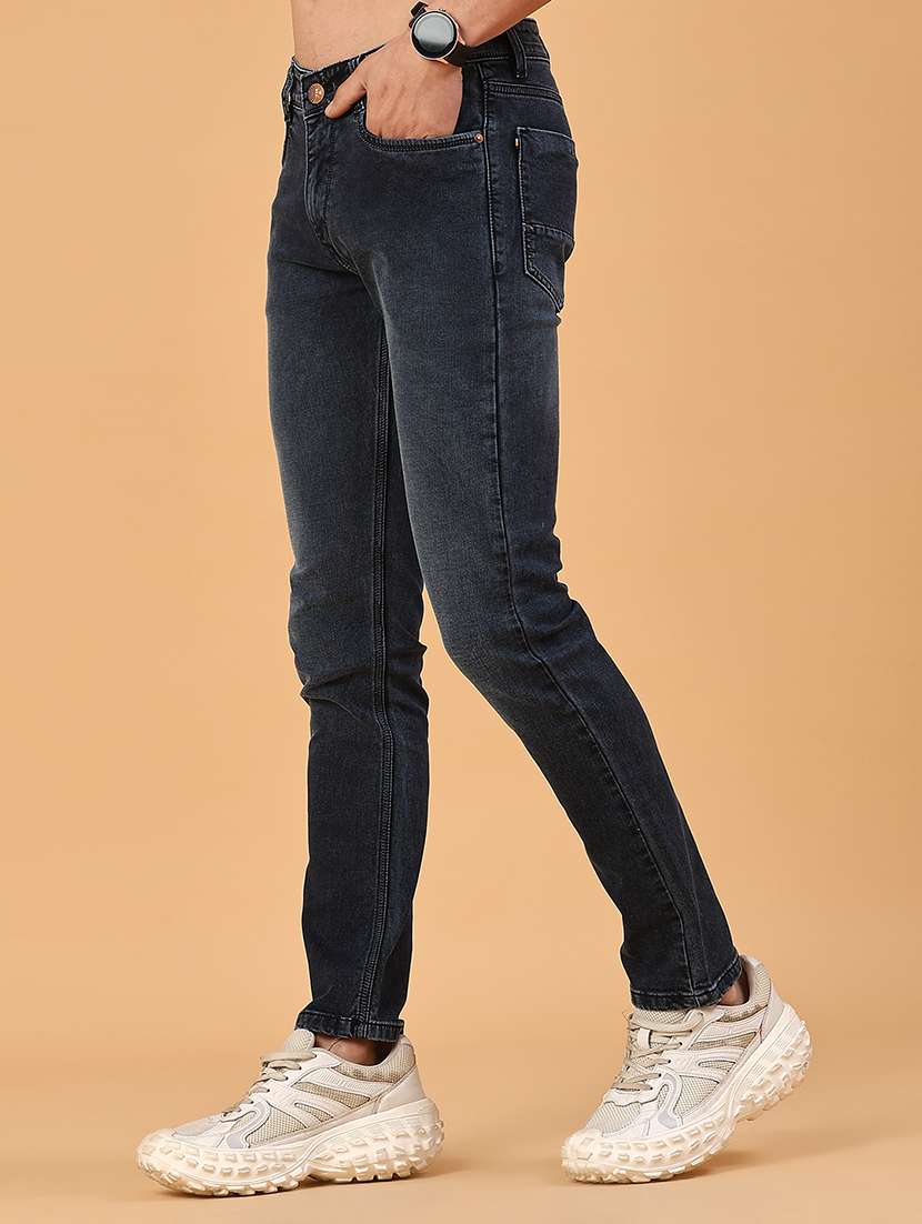 men washed mid rise full length slim fit jeans - 22249659 -  Standard Image - 3