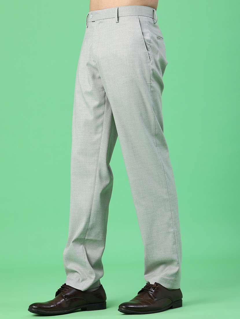 men solid mid rise flat front formal trouser - 22249671 -  Standard Image - 3