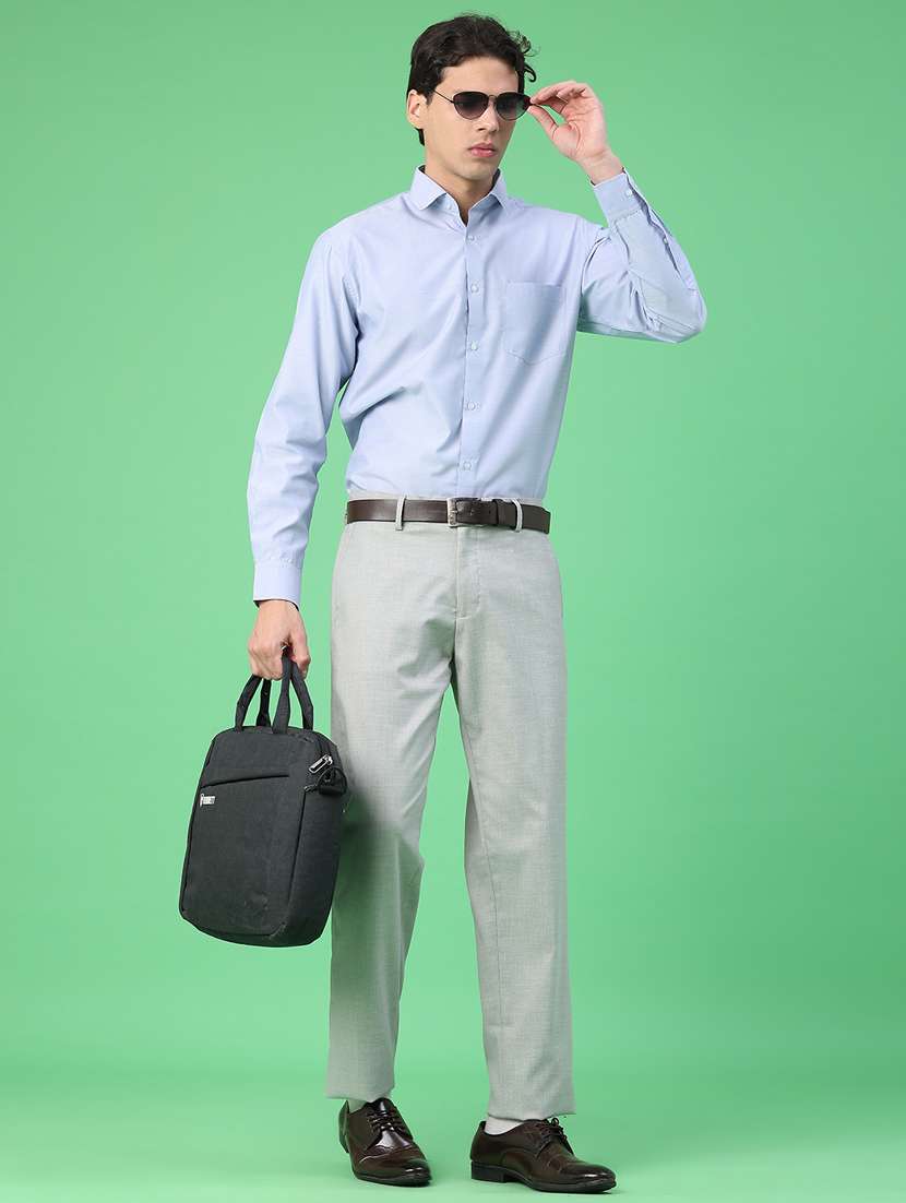 men solid mid rise flat front formal trouser - 22249671 -  Standard Image - 5