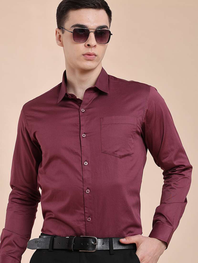 men solid long sleeves formal shirt