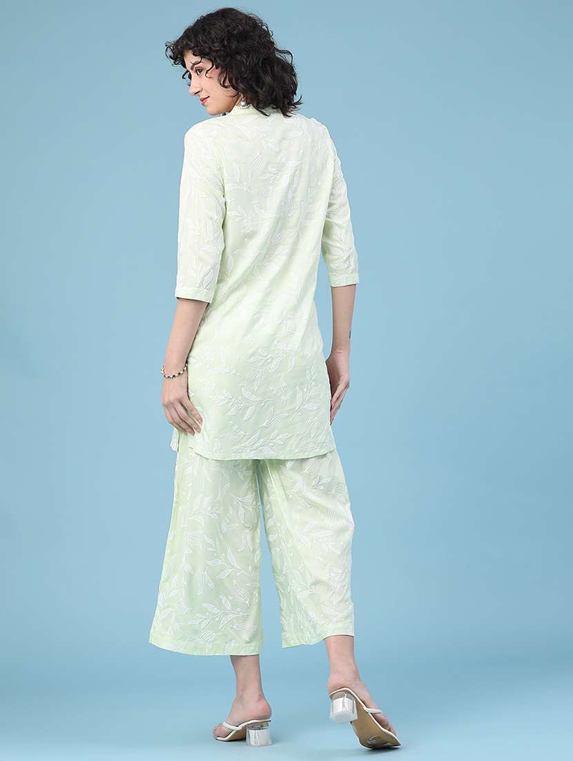 women printed three quarter sleeve ethnic co-ord set - 22249796 -  Standard Image - 3