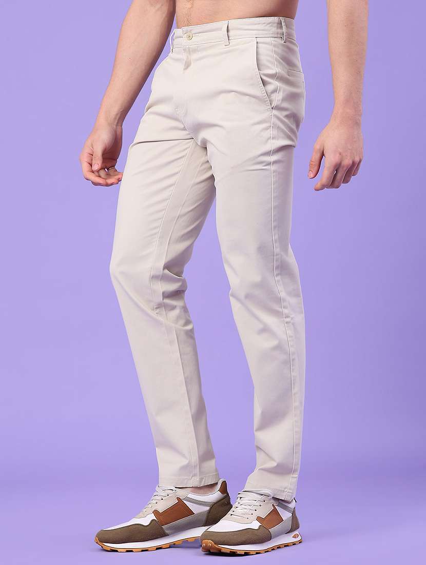 men solid mid rise chinos casual trouser - 22249859 -  Standard Image - 3