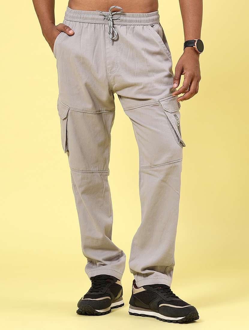 men grey cotton cargo